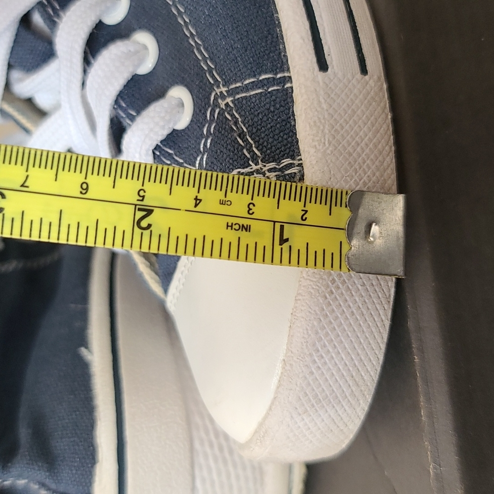 Navy High-Top Canvas Sneakers with Plaid Lining - Picture 9 of 12